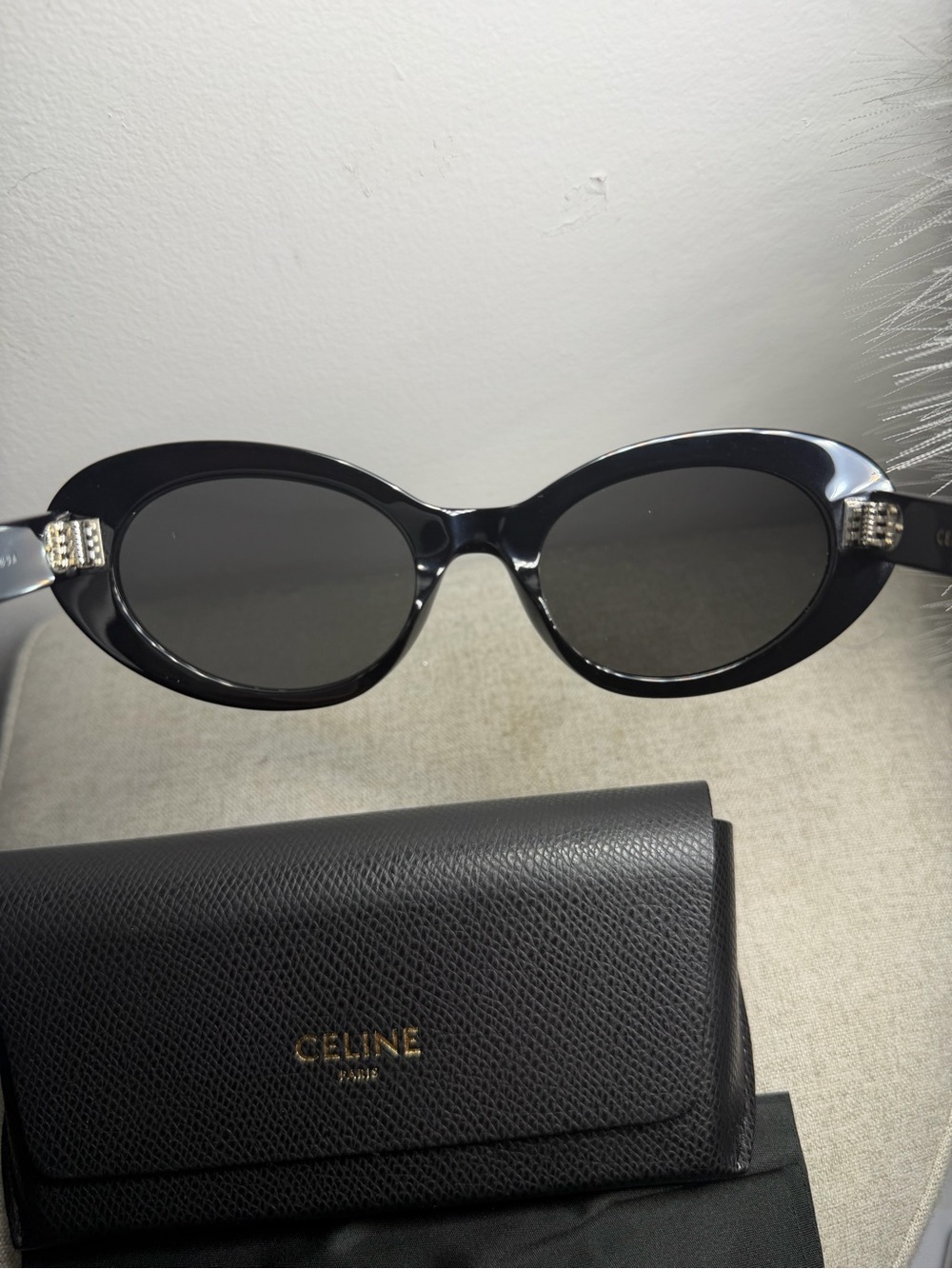 NEW CELINE CL401931 SIDE LOGO CAT EYE S193 OVAL SUNGLASSES IN ACETATE - Picture 7 of 10